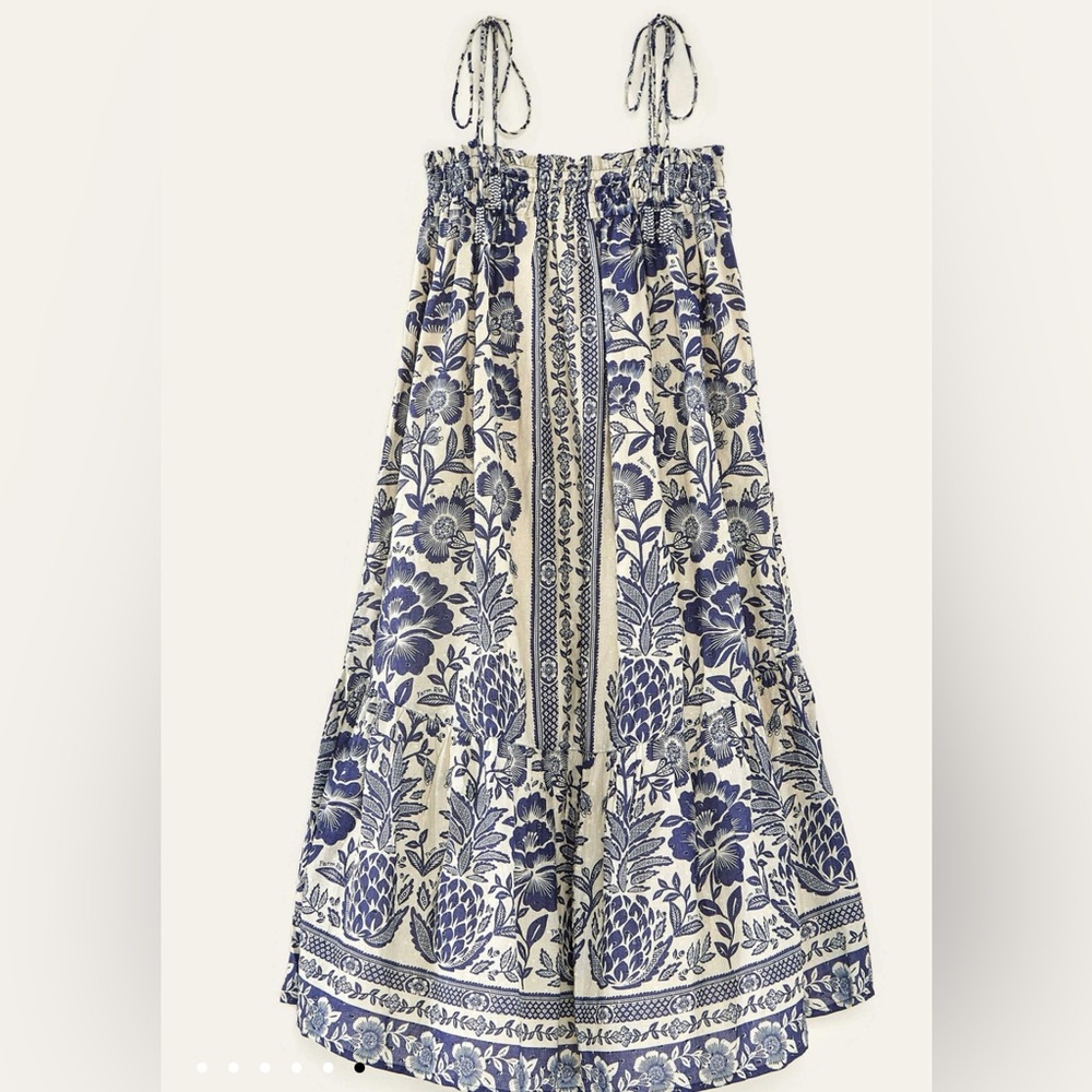 FARM Rio Blue and White Floral Maxi Dress